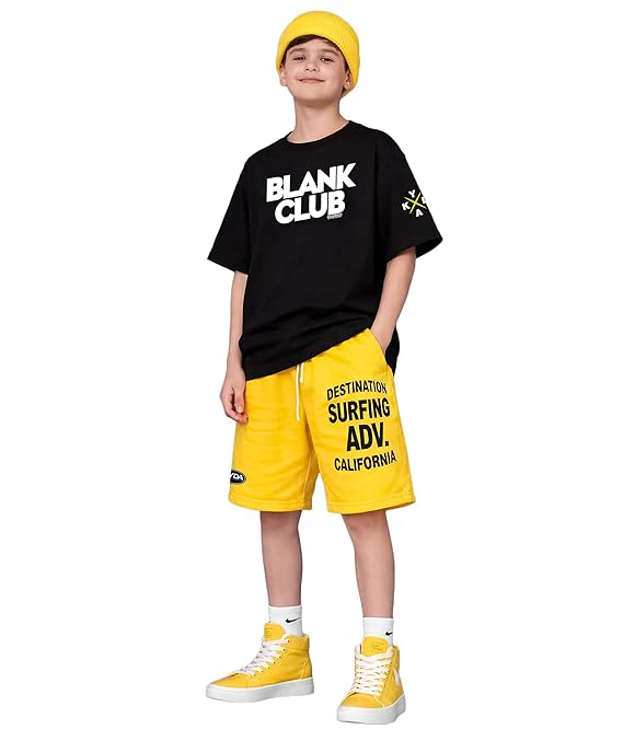 KYDA KIDS® Boys 100% Cotton Co-Ord Set Premium Printed Half Sleeve Oversized T-Shirt and Shorts Summer Casual Daily Wear Kids Outfits